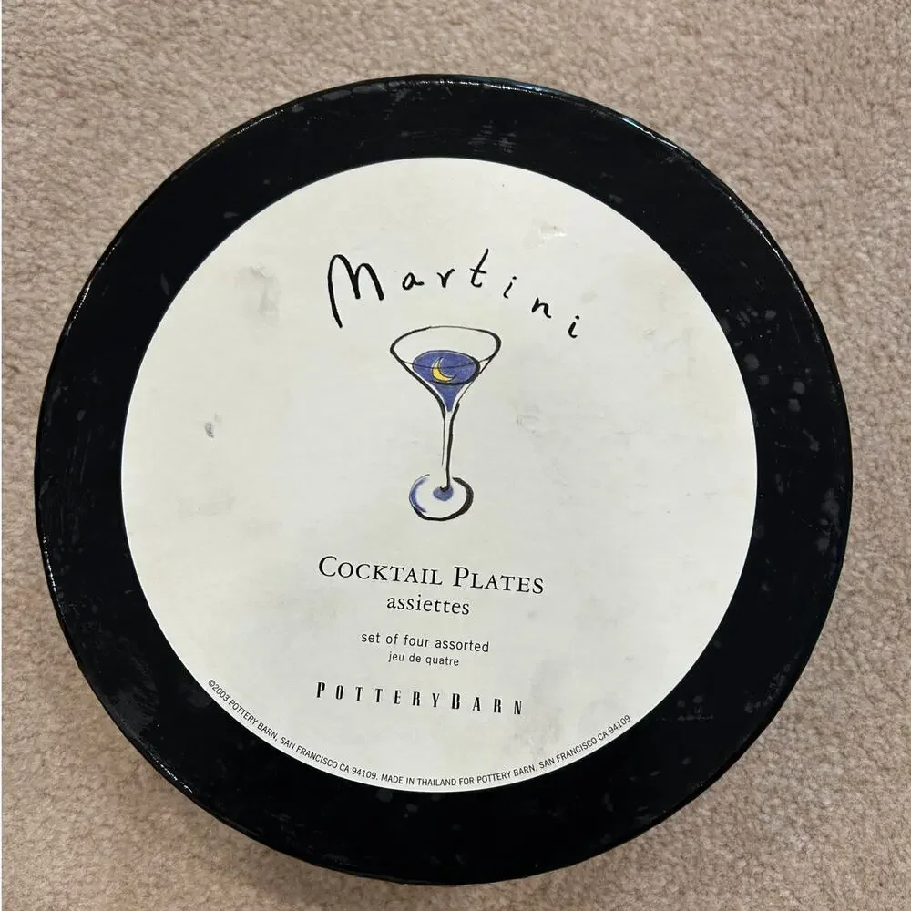 Pottery Barn appetizer/cocktail plates set of 4 whimsical
